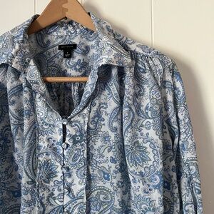 Ann Taylor Blue Paisley Top NWOT